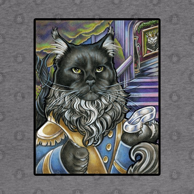 Cat Prince Charming - Black Outlined Version by Nat Ewert Art